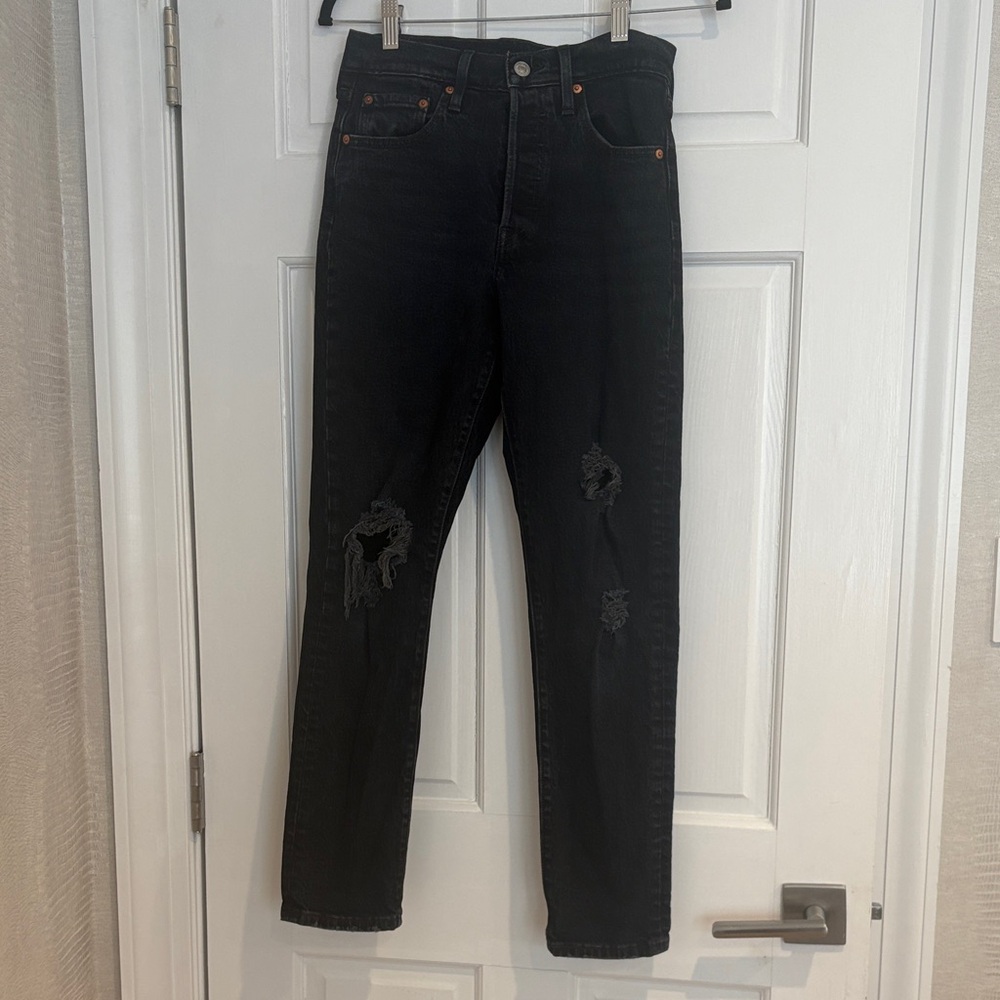Levi’s 501 Skinny Black Distressed Jeans